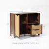 LuxenHome Walnut Finish Storage Cabinet with Rope Drawer Front, 1 Door, 2 Drawers, MDF Wood Brown - 4 of 4