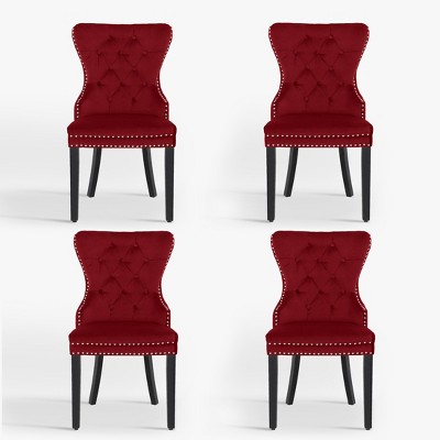 WestinTrends  Velvet Upholstered Tufted Dining Chairs (Set of 4)