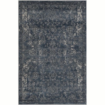 Serene Blue and Gray Geometric Indoor Area Rug 4' x 6'