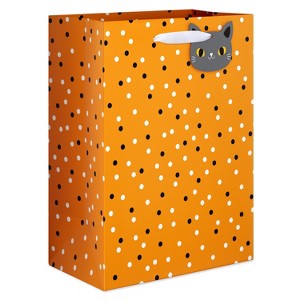 Large Halloween Gift Bag with Cat Tag Spooky Dots - 1 of 3