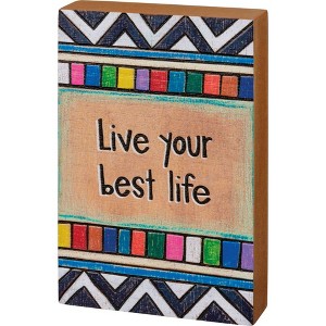 Home Decor 6.0 Inch Best Life Box Sign Live Wood Burned Box Signs - 1 of 3