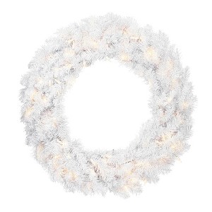 Vickerman Artificial Crystal White Wreath - 1 of 4