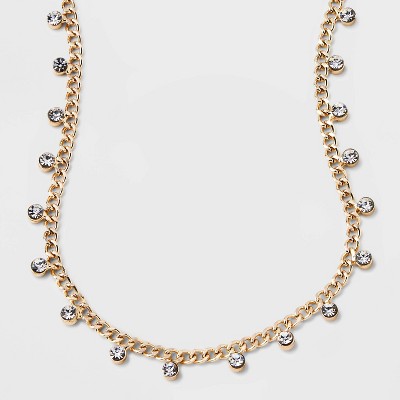 Crystal Station Cubic Zirconia Chain Necklace - A New Day™ Gold