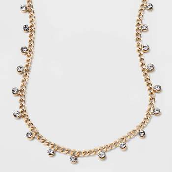 Crystal Station Cubic Zirconia Chain Necklace - A New Day™ Gold