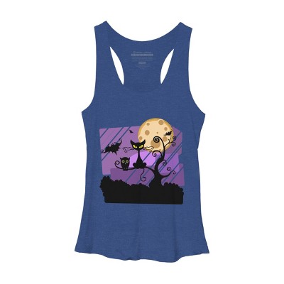 Women's Design By Humans Night Halloween moon By ChadiElHanchi Racerback Tank Top