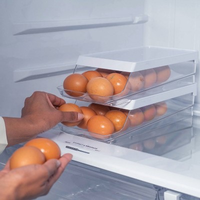 OU Egg Holder for Fridge, Rolling Egg Organizer for Refrigerator Organization, Clear Stackable Container for Kitchen Organizers and Storage, BPA Free — фото 8