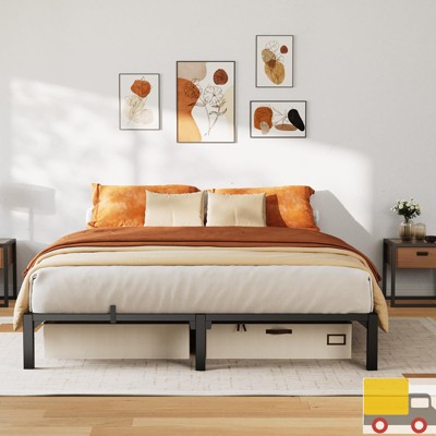 Garvee Metal Bed Frame, Heavy Duty Platform with 800 lbs Support, No Box Spring, Easy Tool-Free Assembly, Noise-Free Design, Black