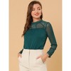 INSPIRE CHIC Women's Elegant Lace Sleeve Scalloped Trim Summer Casual Chiffon Blouse - 2 of 4