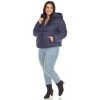 Plus Size Full Front Zip Hooded Bomber Puffer Coat  - White Mark - image 4 of 4