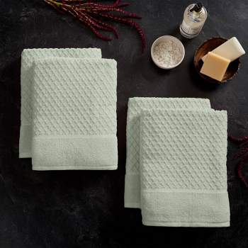4pc Cotton Diamond Textured Bath Towel Set - Isla Jade