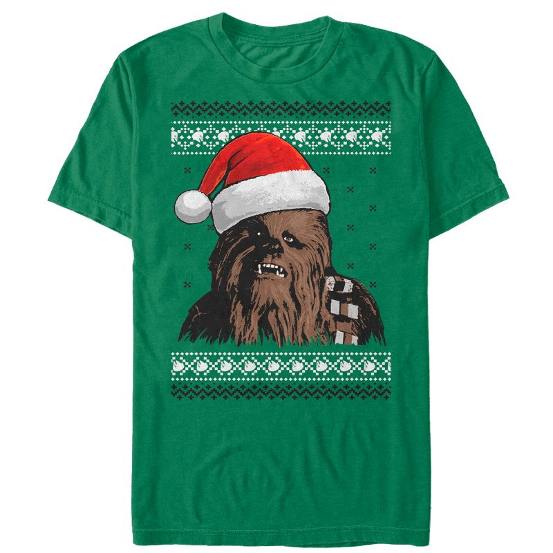 Men's Star Wars Santa Hat Chewbacca T-Shirt, 1 of 5