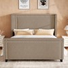 Bed Frame with 58" Tall Headboard,Silver Plating Trim,Velvet Upholstered - 2 of 4