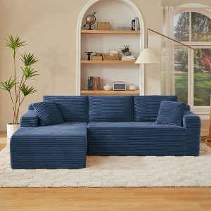 Aukfa 5-Seat L-Shaped Corduroy Sectional Sofa with 5 Pillows, No-Assembly Cloud Couch, High-Density Sponge, Perfect for Apartments - 1 of 4