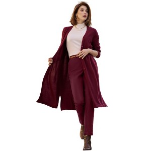 Jessica London Women's Plus Size Fine Gauge Duster Cardigan - 1 of 4