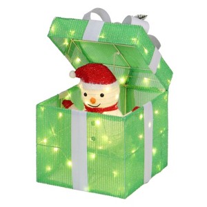 SEVOBAL Santa Claus Decor 12in Pop-up Gift Box with Santa, Outdoor Christmas Decorations for Xmas Outdoor Holiday Decor, Green, 11.02"*11.02"*11.81" - 1 of 4