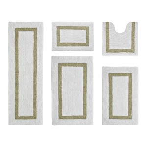 Hotel 5 PC Bath Rug 100% Premium Cotton Tufted Weave Two Tone Reversible Bathroom Rug, Super Soft Absorbent, Machine Washable Bath Mat - 1 of 4