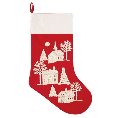 C&F Home Peaceful Village Embroidered Christmas Stocking