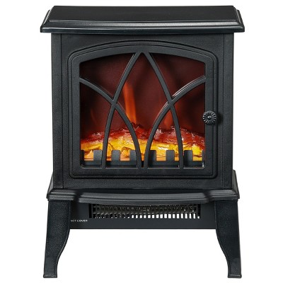 Syemin Indoor Fireplaces Electric Fireplace Stove, 18" Freestanding Fireplace Heater with Overheating Protection, Black, 14.3"*9.5"*18"