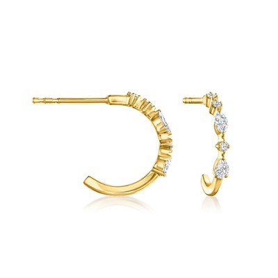 Pure Collection by Ross-Simons 0.25 ct. t.w. Multi-Shaped Lab-Grown Diamond C-Hoop Earrings in 18kt Gold Vermeil