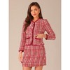 INSPIRE CHIC Women's Outfits Plaid Tweed Short Blazer and Skirt Suit Set 2 Pieces - 4 of 4