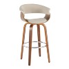 LumiSource Set of 2 Vintage Modern Barstools Walnut/Chrome/Cream: Upholstered Swivel Chairs with Footrest - 2 of 4