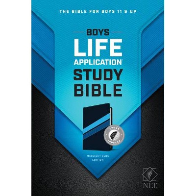 NLT Boys Life Application Study Bible, Tutone (Leatherlike, Midnight Blue, Indexed) - (Leather Bound)