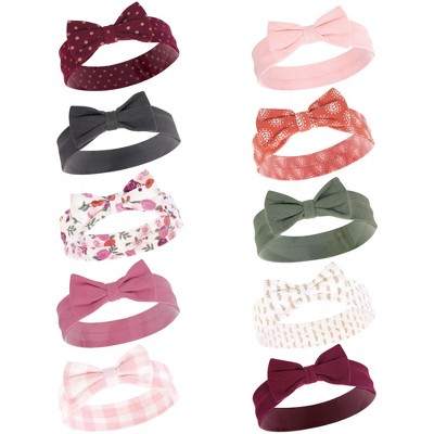 Hudson Baby Infant Girls Cotton Headbands 10pk, Fall Floral, 0-24 Months