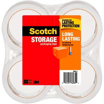 Scotch Long Lasting Storage Packaging Tape, 1.88 Inches x 54.6 Yards, Clear, Pack of 4