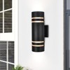 (Set of 2) Rennnsan Evonelle 13"H Hardwired Cylinder Aluminum Modern LED Dimmable Outdoor Wall Sconce in Black - 2 of 4