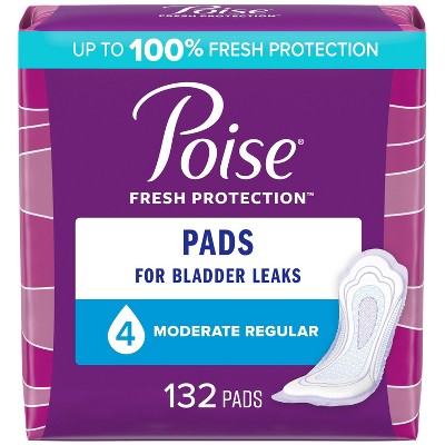 Photo 1 of  Poise Incontinence Pads, 4 Drops Moderate Absorbency 2pack 132count