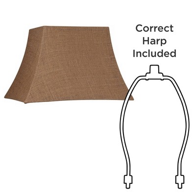 Set of 2 Natural Burlap Rectangular Lamp Shades with Chrome Finish
