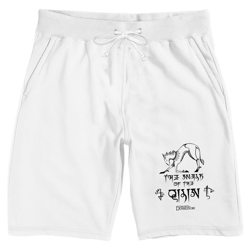 Fantastic Beasts: The Secrets of Dumbledore Creature With Text Men's White Lounge Shorts, 1 of 2