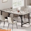 70.87 " Large Durable Farmhouse Dining Table w/ Wood Grain Engineered Panels & Sturdy Black Metal Legs Seats 6-8 - 3 of 4