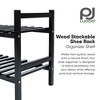 PJ Wood Stackable Wooden Shoe Rack Organizer for Closet Storage, Entryway Shelves, Tiered Cabinet for Shoes, 6 Pair Capacity, Black - 2 of 4