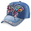 Collections Etc Sparkling Denim Butterfly Rhinestone Baseball Hat NO SIZE Blue - 3 of 3