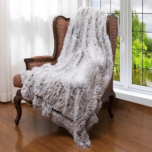 Cheer Collection Long Shaggy Hair Throw Blanket - Gray White (60" x 70") - 1 of 4