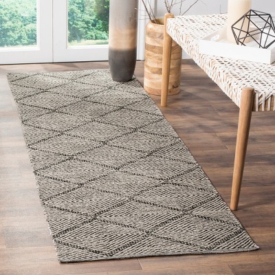 Handwoven Black Cotton Flatweave Runner Rug 27" x 13"