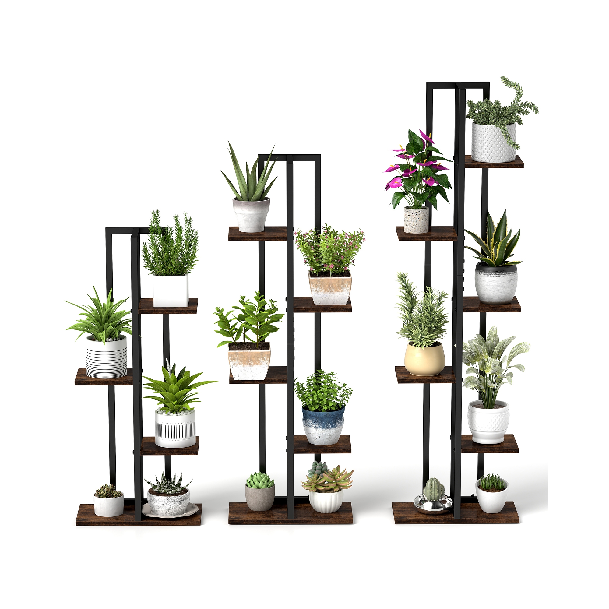 Costway 3 PCS Plant Stand Set 4+5+6-Tier Indoor Flower Stands Multi-Tiered Plant Shelves