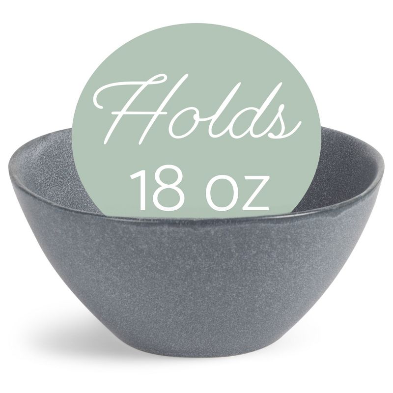 Modern Chic Smooth Ceramic Stoneware Dinnerware Bowls Set of 4 - Slate Grey, 2 of 6