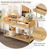 Lyngins Retro Modern Console Table with Storage Drawers & Open Lower Shelf, Geometric Entryway Table  with Metal Legs & Gold-Tone Accents - 4 of 4