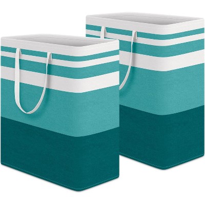 2 Pack Large Laundry Baskets, Waterproof, Freestanding Laundry Hampers, Collapsible Clothes Hamper with Reinforced Handles in College Dorm