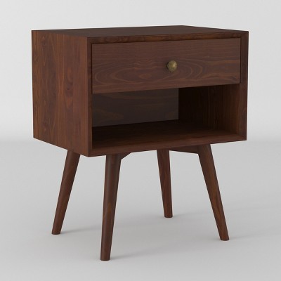 Greenberg 1 Drawer Mid-Century Modern Solid Wood Nightstand - Saracina Home