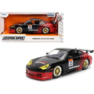 Porsche 911 GT3 RS (996) #33 "ADVAN" Black and Red "Hyper-Spec" Series 1/24 Diecast Model Car by Jada - 1 of 4