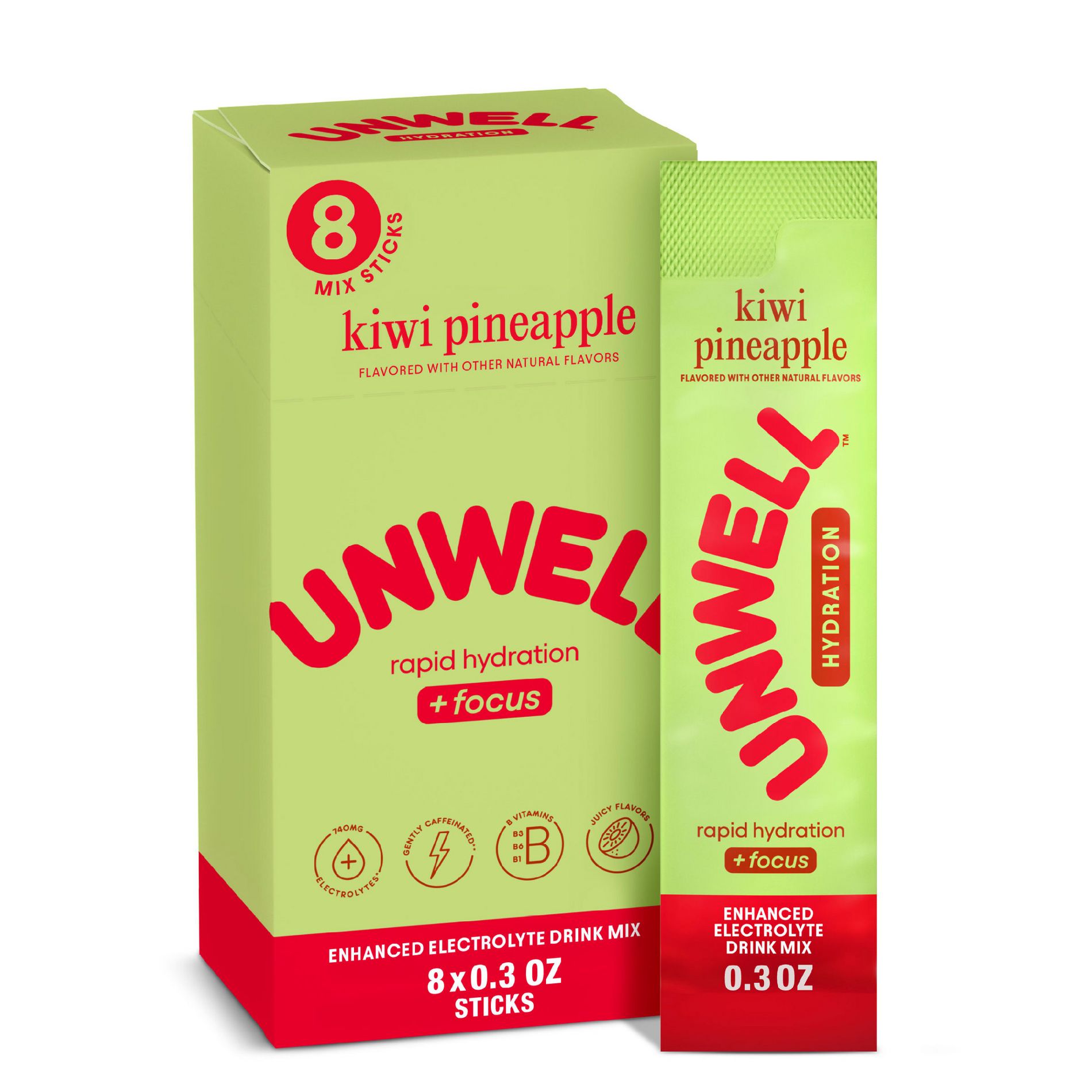 Unwell Hydration Electrolyte Stick Pack for Rapid Hydration - 8pk