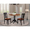 Dining Table Set with 2 Chairs, Round Dropleaf Kitchen Table, Solid Rubberwood, Saddle Brown Finish, 42x42 Inch - 2 of 4