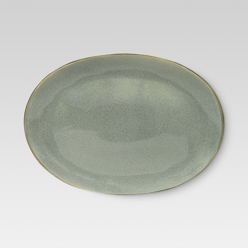 Belmont Round Serving Platter 15x10.7in Stoneware Gray - Threshold™