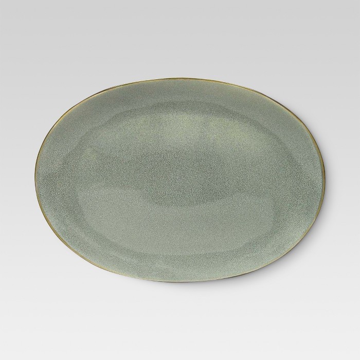 Belmont Round Serving Platter 15x10.7in Stoneware Gray - Threshold™