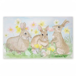Stupell Industries Easter Bunnies in Grass Printed Outdoor Door Mat, design by Lee Ann Sanders, 18"x30" - 1 of 4