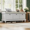 Classic Shoe Bench With Cushion And 3 Drawers, Fluted Entryway Bench With Storage For Living Room, Entryway Bench With Storage-Cuddlewood - 2 of 4