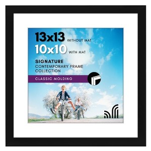 Americanflat 13x13 Picture Frame with Shatter-Resistant Glass - Use as 10x10 Frame with Mat or 13x13 Frame Without Mat - Signature Collection - Black - 1 of 4